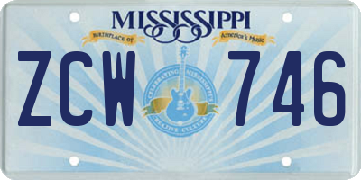 MS license plate ZCW746