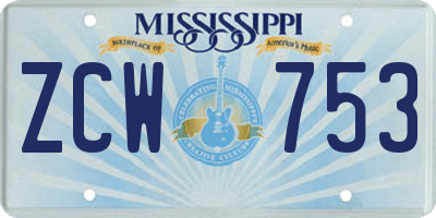 MS license plate ZCW753