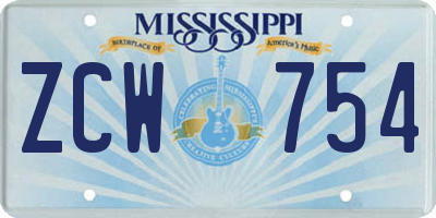 MS license plate ZCW754