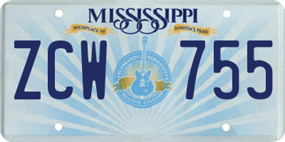 MS license plate ZCW755