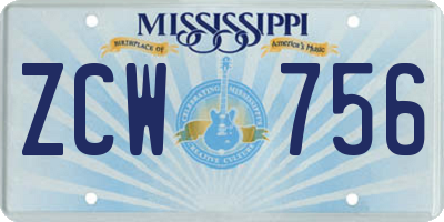 MS license plate ZCW756