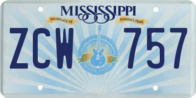 MS license plate ZCW757
