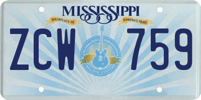 MS license plate ZCW759