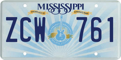 MS license plate ZCW761