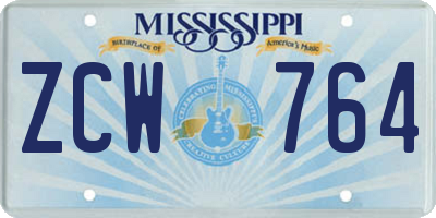MS license plate ZCW764