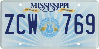 MS license plate ZCW769