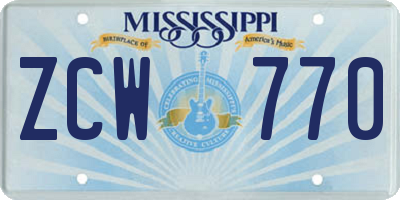 MS license plate ZCW770