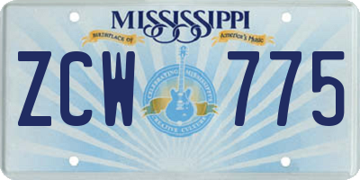MS license plate ZCW775