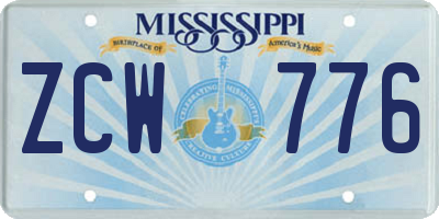 MS license plate ZCW776