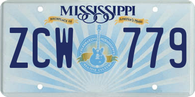 MS license plate ZCW779