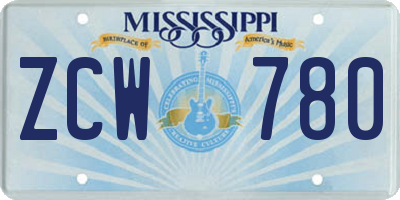 MS license plate ZCW780
