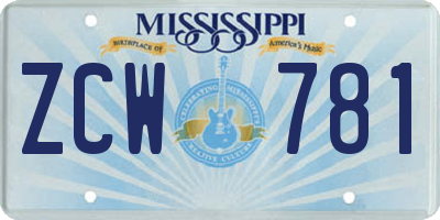 MS license plate ZCW781