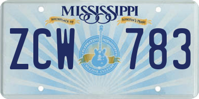MS license plate ZCW783