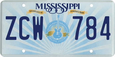 MS license plate ZCW784