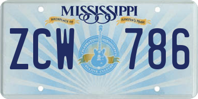 MS license plate ZCW786