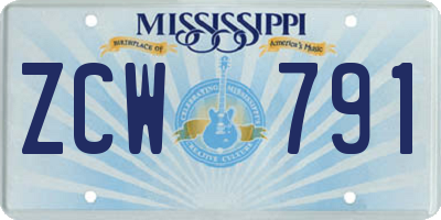 MS license plate ZCW791