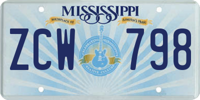 MS license plate ZCW798