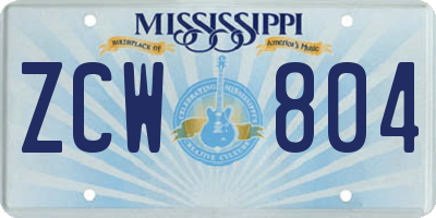 MS license plate ZCW804