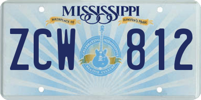MS license plate ZCW812