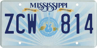 MS license plate ZCW814