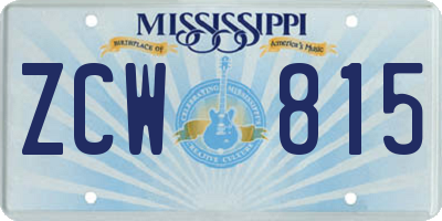 MS license plate ZCW815