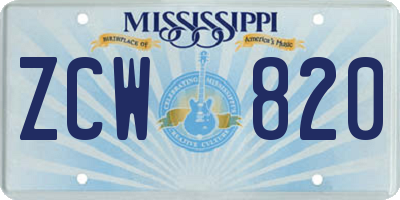 MS license plate ZCW820