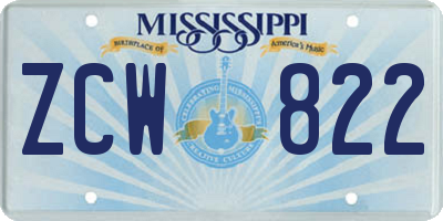 MS license plate ZCW822