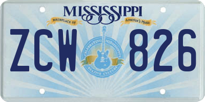 MS license plate ZCW826