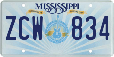 MS license plate ZCW834