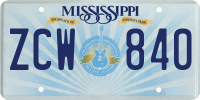 MS license plate ZCW840