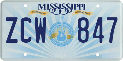 MS license plate ZCW847
