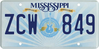 MS license plate ZCW849