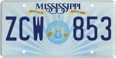 MS license plate ZCW853