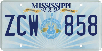MS license plate ZCW858