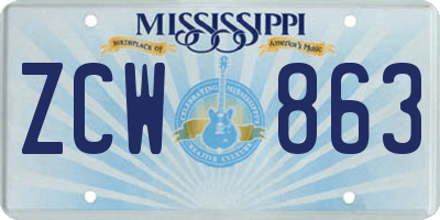 MS license plate ZCW863