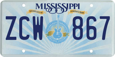 MS license plate ZCW867