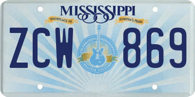 MS license plate ZCW869