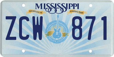 MS license plate ZCW871