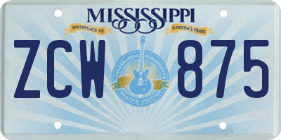 MS license plate ZCW875
