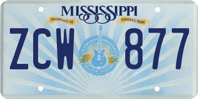 MS license plate ZCW877