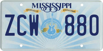 MS license plate ZCW880