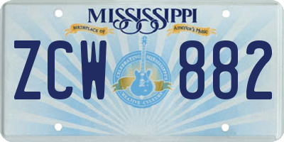 MS license plate ZCW882