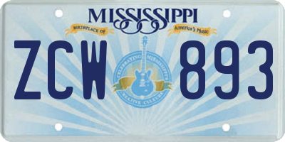 MS license plate ZCW893