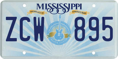 MS license plate ZCW895