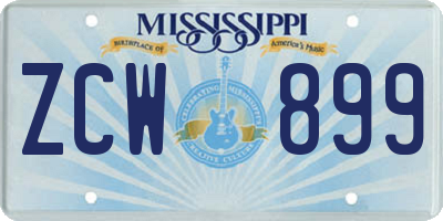 MS license plate ZCW899