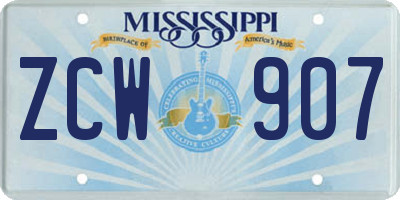 MS license plate ZCW907