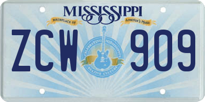 MS license plate ZCW909
