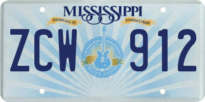 MS license plate ZCW912