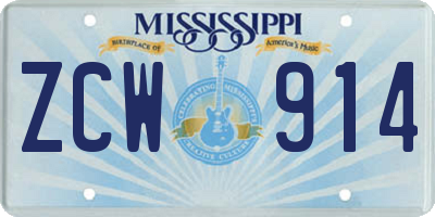 MS license plate ZCW914