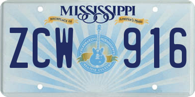 MS license plate ZCW916